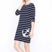 J. Crew Dresses | J. Crew Maritime Anchor Dress Navy Blue White Stripe 100% Cotton Nautical S | Color: Blue/White | Size: S