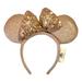 Disney Accessories | Disney Rose Gold Sequin Bow Minnie Mouse Ears Headband - 2019 Disneyland | Color: Gold | Size: Os