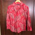 Ralph Lauren Intimates & Sleepwear | Lauren Ralph Lauren Pj Top Red Button Up Sleepwear Paisley Pm | Color: Orange/Red | Size: M