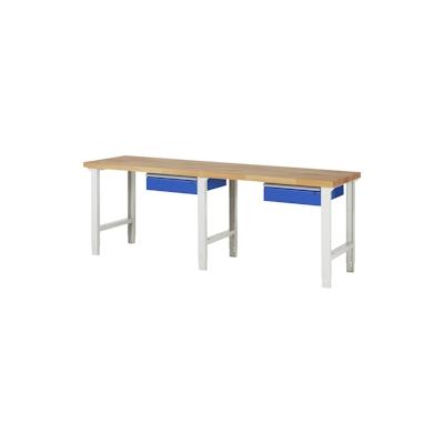 PROREGAL Werkbank Serie 7000 - Modell 7001 | HxBxT 79-114x250x70cm | 2x Schublade | Schubladenmaße 2x150mm | Lichtgrau | Arbeitstisch Werktisch Image