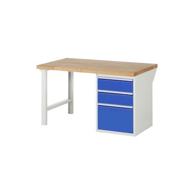 PROREGAL Werkbank Serie 7000 - Modell 7507 | HxBxT 84x150x90cm | 3x Schublade | Schubladenmaße 2x180 + 1x360mm | Lichtgrau | Arbeitstisch Werktisch Image