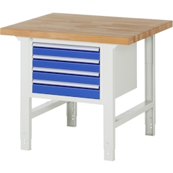 PROREGAL Werkbank Serie 7000 - Modell 7133 | HxBxT 79-114x100x90cm | 4x Schublade | Schubladenmaße 4x90mm | Lichtgrau | Arbeitstisch Werktisch Image