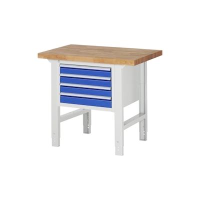 PROREGAL Werkbank Serie 7000 - Modell 7133 | HxBxT 79-114x100x70cm | 4x Schublade | Schubladenmaße 4x90mm | Lichtgrau | Arbeitstisch Werktisch Image