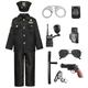 Police Costume for Children, Police Costume Police Costume Cosplay Costume with Accessories, Carnival Costume, Police Officer Equipment, Cap, Handcuffs, Sunglasses