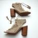Jessica Simpson Shoes | Jessica Simpson Tinnay Block Heels Lace Up Sandals Women's Size 8 1/2m T | Color: Cream | Size: 8.5
