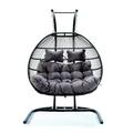 MSZ Hanging Chair, Black Swing Egg Chair Garden Patio Indoor Outdoor, Double Seater Egg Chair, Double Wightwick Hanging Egg Chair, Hanging Egg Removable Cushions