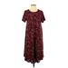 Lularoe Casual Dress - Midi Crew Neck Short sleeves: Burgundy Dresses - Women's Size Small