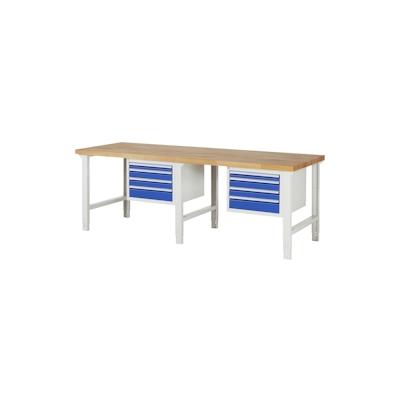 PROREGAL Werkbank Serie 7000 - Modell 7132 | HxBxT 79-114x250x90cm | 8x Schublade | Schubladenmaße 2x60 + 4x90 + 2x120mm Image
