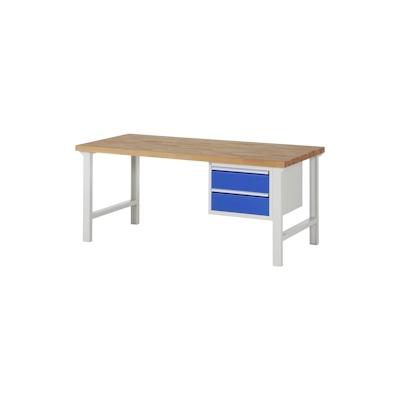 PROREGAL Werkbank Serie 7000 - Modell 7125 | HxBxT 84x200x90cm | 2x Schublade | Schubladenmaße 2x180mm | Lichtgrau | Arbeitstisch Werktisch Image