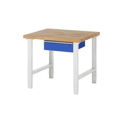 PROREGAL Werkbank Serie 7000 - Modell 7001 | HxBxT 79-114x100x90cm | 1x Schublade | Schubladenmaße 1x150mm | Lichtgrau | Arbeitstisch Werktisch Image