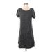 Lou & Grey Casual Dress - Shift Scoop Neck Short sleeves: Gray Marled Dresses - Women's Size Small