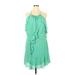 Laundry by Shelli Segal Casual Dress - Mini Keyhole Sleeveless: Green Solid Dresses - Women's Size 14