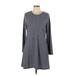 Gap Casual Dress - Mini Crew Neck Long sleeves: Gray Marled Dresses - Women's Size Large