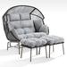 Bay Isle Home™ Oversized Egg Chair Indoor Outdoor Large Wicker Lounge Chair w/ Stand & Cushions Wicker/Rattan in Gray | Wayfair