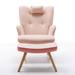 George Oliver Rocking Chair, Soft Houndstooth Fabric Leather Fabric Rocking Chair for Nursery Solid + Manufactured Wood in Brown/Pink | Wayfair