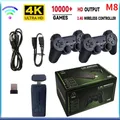 Console de bâtons de jeu vidéo M8 manette sans fil pour touristes jeu rétro 2.4 jeux 64 Go 4K