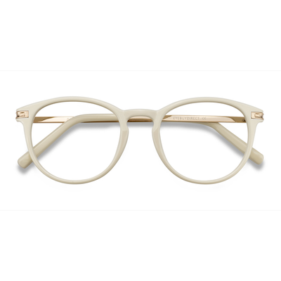 Female s round White Plastic, Metal Prescription eyeglasses - Eyebuydirect s Daphne