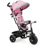 Costway 4-in-1 Baby Trike Kids Tricycle with Removable Canopy and Adjustable Push Handle-Pink