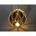 Tabletop LED Lighted Amber Japanese Glass Ball Fishing Float with White Netting Decoration 6" - 6" L x 6" W x 6" H