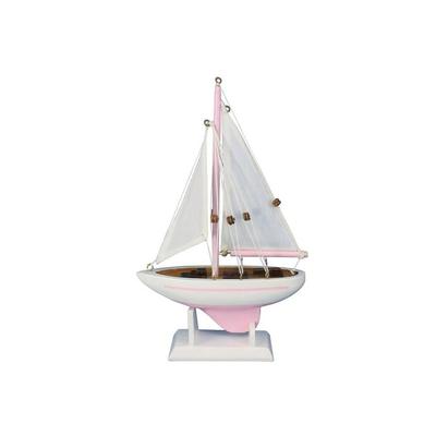 Wooden Pink Pacific Sailer Model Sailboat Decoration 9" - 5" L x 1.5" W x 9" H