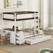 Twin-Over-Twin Bunk Bed with Twin size Trundle, Storage and Desk, with 2 USB Ports and 2 Three-holes Plugs
