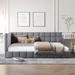 Modern Full Size Daybed Velvet Upholstered Sofa Bed Frame for Bedroom Living Room, Wood Slat Support, Gray