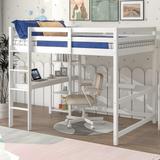 Multi-Functional Full Loft Bed Pine Wood Loft Bed with Desk and Shelves, Ideal for Homework, Play, and Privacy