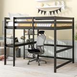 Multi-Functional Full Loft Bed Pine Wood Loft Bed with Desk and Shelves, Ideal for Homework, Play, and Privacy