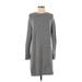 Lou & Grey Casual Dress - Sweater Dress: Gray Marled Dresses - Women's Size Small