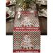 Table Runner Christmas Tree Red Green Plaid Cotton Linen Burlap Table Runners Xmas Gift Color Block Dresser Scarf Waterproof Table Runner for Kitchen Dining Party Family Dinner 13x72in