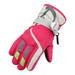 Biziza Kids Children Ski Gloves Winter Snow Gloves Waterproof Winter Warm Gloves for Snowboarding Sledding Hot Pink