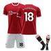 XNB 2021-2022 Man Utd Home Shirt #18 B Fernandes Sportswear Soccer Activewear Set