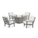 POLYWOODÂ® Prairie 5-Piece Deep Seating Set with Fire Pit Table in Slate Grey / Natural Linen