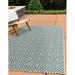 Rugs.com Jill Zarin Outdoor Collection Rug â€“ 5 3 x 8 Teal Flatweave Rug Perfect For Bedrooms Dining Rooms Living Rooms