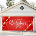 Riforla Valentine s Day Garage Door Hanging Flag Banner Red Heart Candy Pattern Valentine s Day Party Decoration Props Background Cloth Garage Door Decoration Supplies Watermelon Red