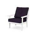 POLYWOODÂ® Prairie Deep Seating Chair in White / Navy Linen