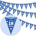 18th Birthday Decorations Royal Blue - 3 Pack 18th Birthday Bunting Blue 36pcs Happy 18th Birthday Pennant Triangle Flag Banners for Boys 18 Year Old Birthday Decorations