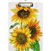 Coolnut Yellow Sunflower Bouquet Clipboards for Kids Student Women Men Letter Size Plastic Low Profile Clip 9 x 12.5 in Silver Clip