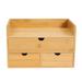 Bamboo Desk Organizer Tabletop Cabinet w/3 Drawer Pen Storage Box Home Office