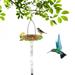 Solar Bird Feeder Outdoor Hanging Wild Bird Feeder IP65 Waterproof Bird Bath Feeder with LED Colorful Lights Decorative Garden Lamp 600mah Solar Powered Bird Feeder for Outdoor Garden Yard