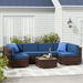 ELPOSUN 7 Pieces Patio Conversation Set Outdoor Sectional PE Rattan Wicker Furniture Seat Blue