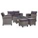 6 Piece Patio Sofa Set with Cushions Poly Rattan Dark Gray