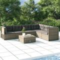 6 Piece Patio Lounge Set with Cushions Gray Poly Rattan
