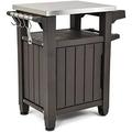 CCBIUOMBO Unity 40 Gallon Portable Outdoor Backyard Patio Grilling Cart with Stainless Steel Tabletop Hooks and Cabinet Gray