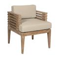 Vivid Outdoor Patio Dining Chair in Light Eucalyptus Wood with Taupe Olefin Cushions