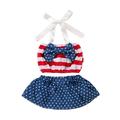 12 Months Baby Girls Clothes 18 Months Girls Swimsuit 2 Pieces the 4th of July Beachwear Toddler Girl Sleeveless Swimsuit Blue