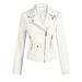Umfun Womens Coat Fall and Spring Fashion Motorcycle Bike Coat Full Zip Up Windbreaker Leather Jacket with Zip Pocket White S
