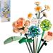 Flower Bouquet Building Blocks Set Artificial Flowers Building Toys for 6+ Blue Flower Toys-547pcs