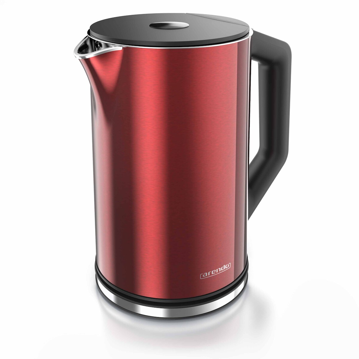 Arendo Wasserkocher 1,5 l 2200 W, Edelstahl, Doppelwand, Temperaturwahl 40 - 100°C mit Anzeige, rot Image