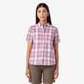 Dickies Women's Plaid Woven Shirt - Lilac Herringbone Size L (FS307)